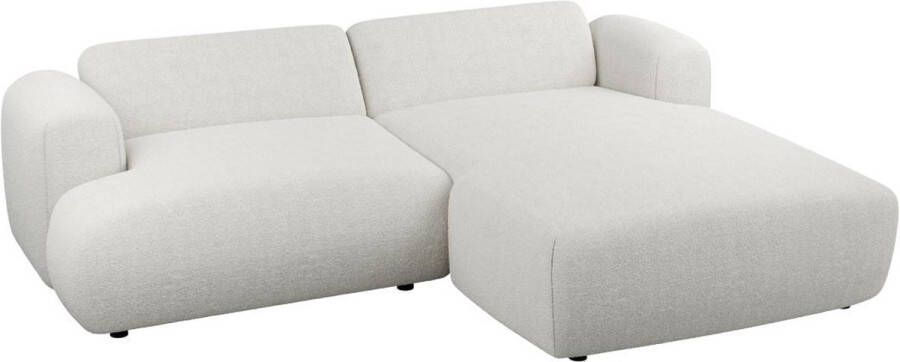 Maison Céphy Hoekbank met hoek rechts van witte boucléstof POGNI van L 266 cm x H 71 cm x D 160 cm - Foto 3
