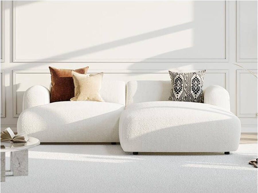 Maison Céphy Hoekbank met hoek rechts van witte boucléstof POGNI van L 266 cm x H 71 cm x D 160 cm - Foto 2