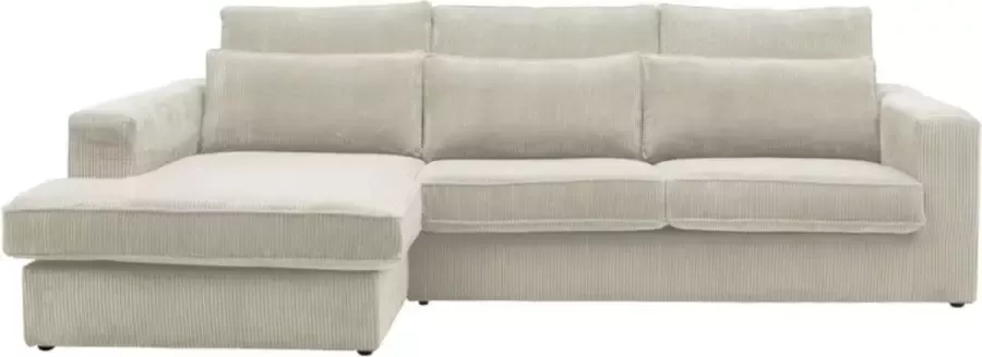 Hoekbank MONDOVI van ribfluweel Beige Hoek links L 271 cm x H 92 cm x D 165 cm - Foto 4