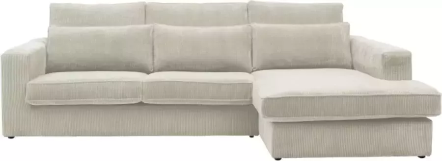 Vente-unique Hoekbank MONDOVI van ribfluweel Beige Hoek rechts L 271 cm x H 92 cm x D 165 cm - Foto 4