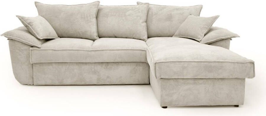 Vente-unique Hoekbank met hoek rechts met opbergruimte Lichtgrijze stof GUILLERMO L 257 cm x H 88 cm x D 168 cm - Foto 4