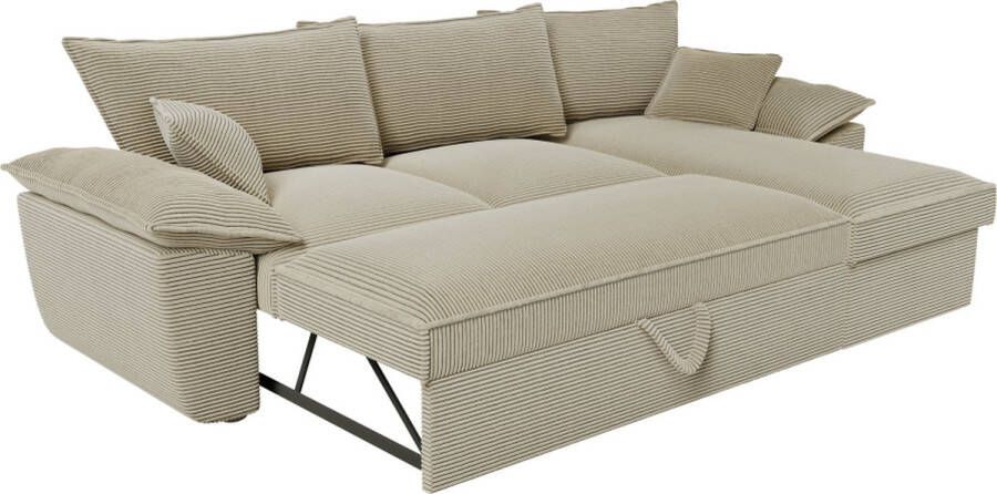 Vente-unique Hoekbank met hoek rechts met opbergruimte Lichtgrijze stof GUILLERMO L 257 cm x H 88 cm x D 168 cm - Foto 3