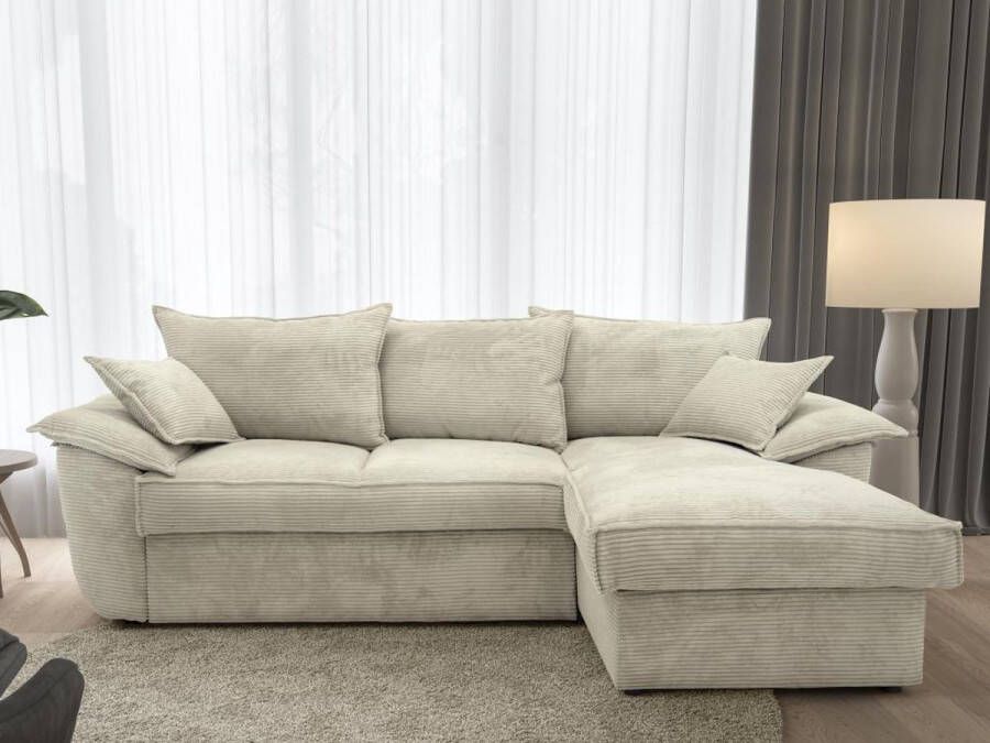 Vente-unique Hoekbank met hoek rechts met opbergruimte Lichtgrijze stof GUILLERMO L 257 cm x H 88 cm x D 168 cm - Foto 5