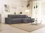 Hoekbank rechts van grijze stof AXELLE L 300 cm x H 80 cm x D 170 cm - Thumbnail 1
