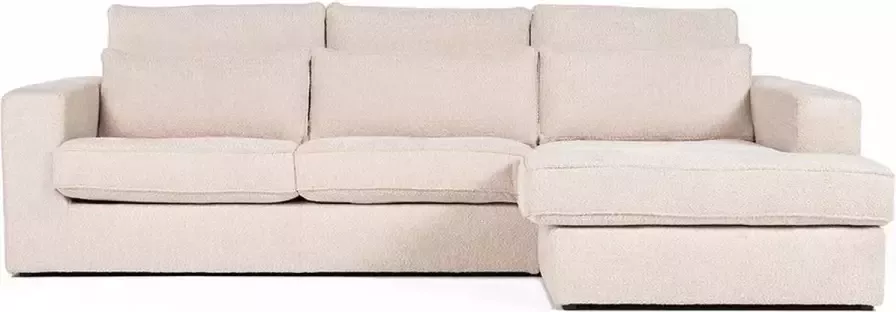 Hoekbank van beige teddy stof Hoek rechts MONDOVI L 271 cm x H 92 cm x D 165 cm
