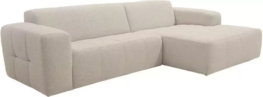 Hoekbank van bouclé stof Beige Hoek rechts SESTOLA L 286 cm x H 76 cm x D 160 cm