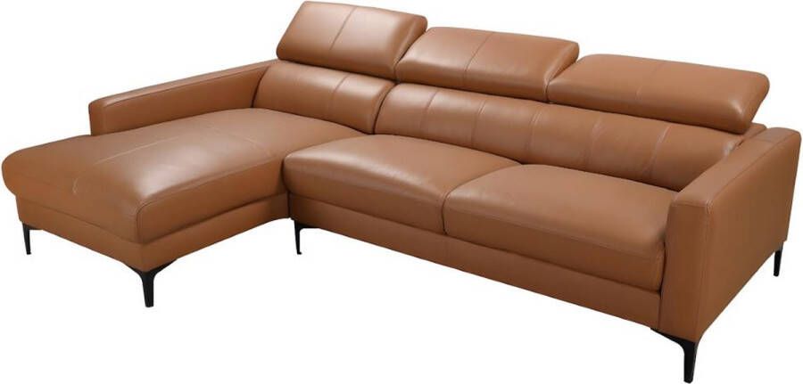 LINEA SOFA Hoekbank van buffelleer FLORENCE Camel Linkerhoek L 253 cm x H 92 cm x D 173 cm