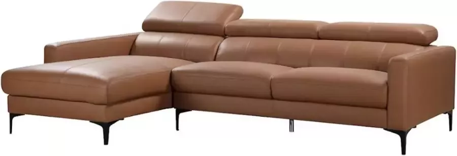 LINEA SOFA Hoekbank van buffelleer FLORENCE Camel Linkerhoek L 253 cm x H 92 cm x D 173 cm - Foto 2