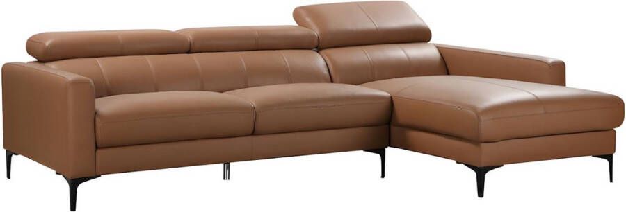 LINEA SOFA Hoekbank van buffelleer FLORENCE Camel Rechterhoek L 253 cm x H 92 cm x D 173 cm - Foto 3