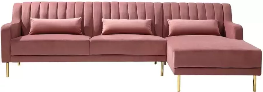 Hoekbank van fluweel MEYREUIL Oudroze Hoek rechts L 277 cm x H 82 cm x D 160 cm