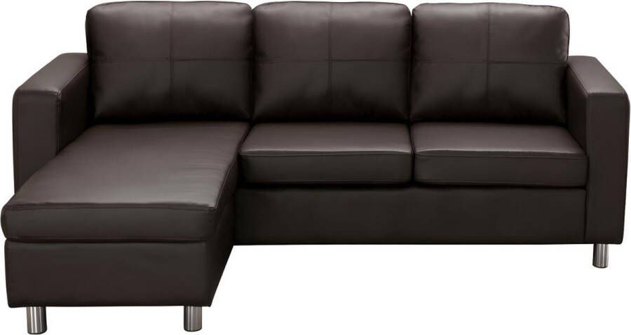 Vente-unique Hoekbank van kunstleer met hoek links of rechts ACKLEY Bruin L 196 cm x H 77 cm x D 133 cm - Foto 2