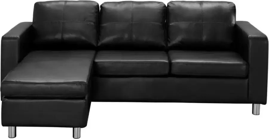 Vente-unique Hoekbank van kunstleer met hoek links of rechts ACKLEY Zwart L 196 cm x H 77 cm x D 133 cm - Foto 3