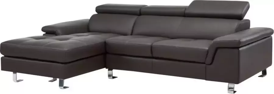 Vente-unique Hoekbank van leer MISHIMA bruin hoek links L 260 cm x H 79 cm x D 167 cm - Foto 2
