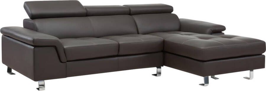 Vente-unique Hoekbank van leer MISHIMA bruin hoek rechts L 260 cm x H 79 cm x D 167 cm - Foto 2
