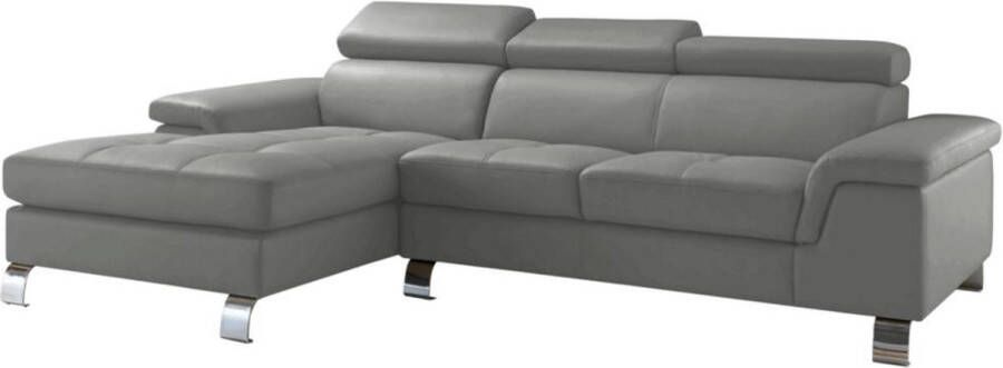 Vente-unique Hoekbank van leer MISHIMA Grijs Hoek links L 260 cm x H 79 cm x D 167 cm - Foto 4