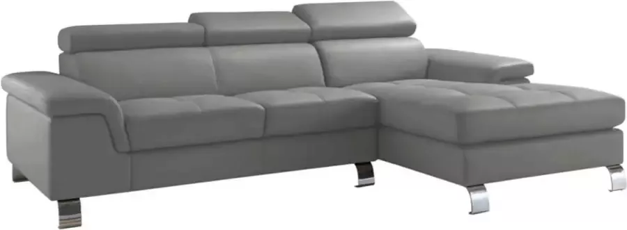 Vente-unique Hoekbank van leer MISHIMA Grijs Hoek rechts L 260 cm x H 79 cm x D 167 cm - Foto 2