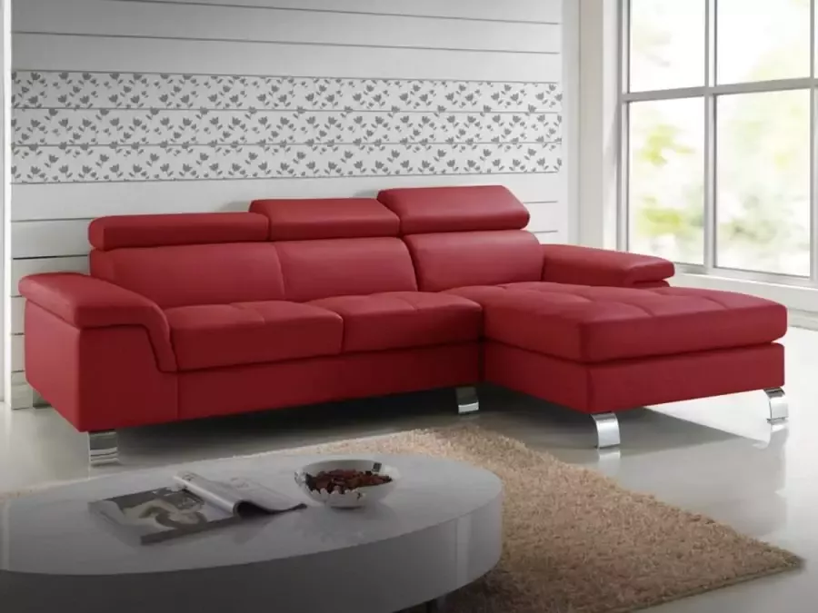 Vente-unique Hoekbank van leer MISHIMA Rood Hoek rechts L 260 cm x H 79 cm x D 167 cm - Foto 3