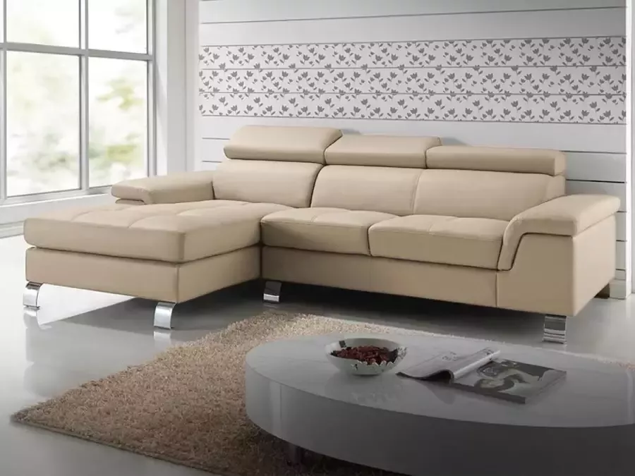 Vente-unique Hoekbank van leer MISHIMA Taupe Hoek links L 260 cm x H 79 cm x D 167 cm - Foto 2