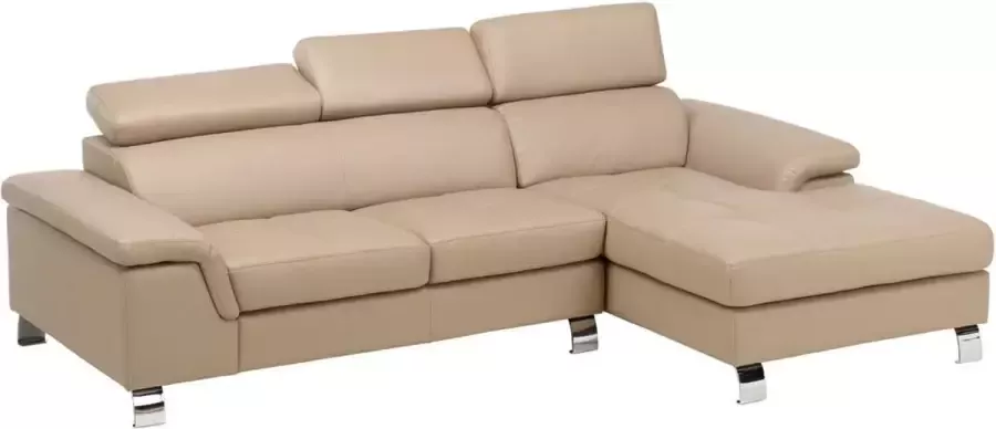 Vente-unique Hoekbank van leer MISHIMA Taupe Hoek rechts L 260 cm x H 79 cm x D 167 cm