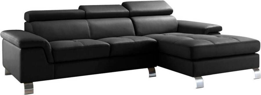 Vente-unique Hoekbank van leer MISHIMA zwart hoek rechts L 260 cm x H 79 cm x D 167 cm - Foto 3
