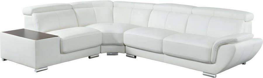 Vente-unique Hoekbank van leer NAHIA Wit Hoek links L 306 cm x H 78 cm x D 240 cm - Foto 3