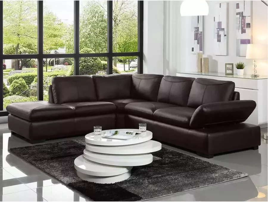 Vente-unique Hoekbank van leer ONYX II bruin hoek links L 268 cm x H 79 cm x D 231 cm - Foto 4