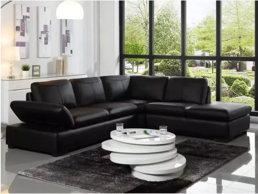 LINEA SOFA Hoekbank van leer ONYX II zwart hoek rechts L 268 cm x H 79 cm x D 231 cm - Foto 5