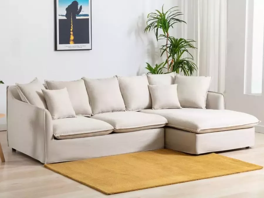 Hoekbank van stof Beige Hoek rechts DOROTY L 256 cm x H 83 cm x D 162 cm