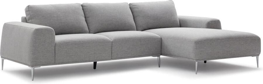 Vente-unique Hoekbank van stof en lichtgrijs linnen Hoek rechts BRUNILDA L 291 cm x H 81 cm x D 204 cm