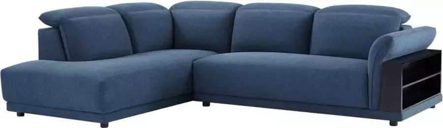 Vente-unique Hoekbank van stof met hoofdsteun en blauwe opbergruimte Hoek links PERCEVAL L 280 cm x H 81 cm x D 220 cm - Foto 2