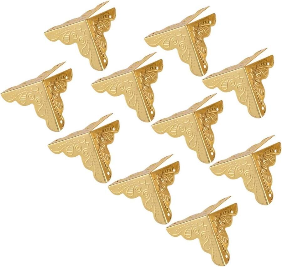 Hoekbeschermers 12 stuks Antiek Messing Driehoek Rotan Gesneden Hout Gebruikt voor Sieradendozen Cadeaudozen Houten Kasten Meubels (goudkleurig)