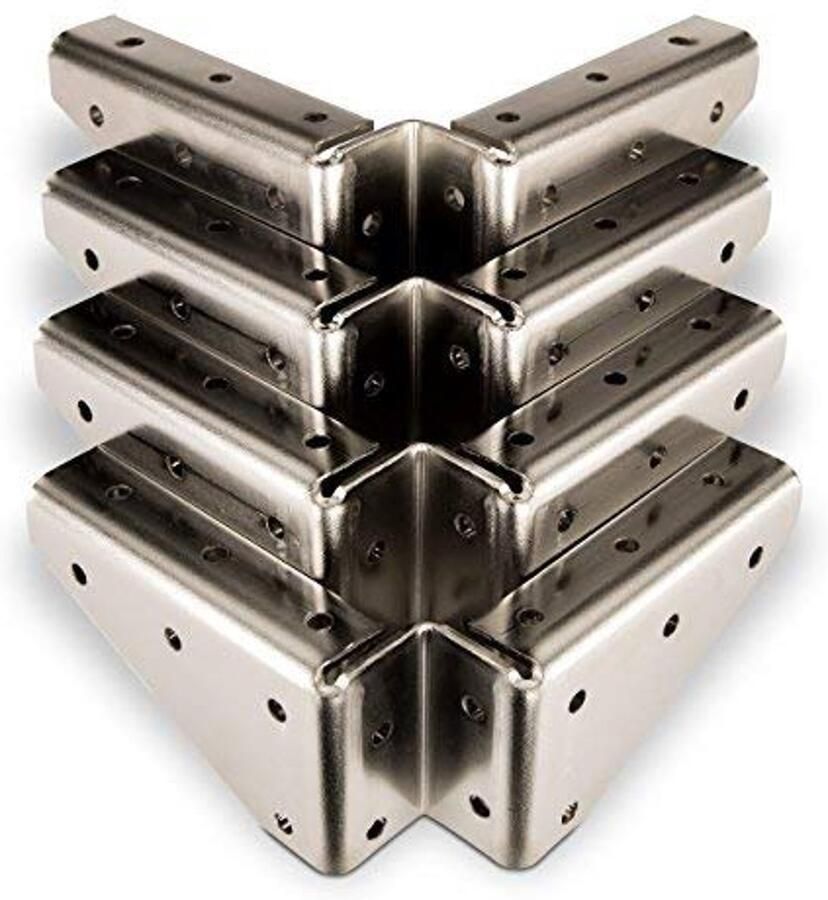 Hoekbeslag 4 stuks staal verzinkt 125 x 125 mm voor stabiele tafelconstructies