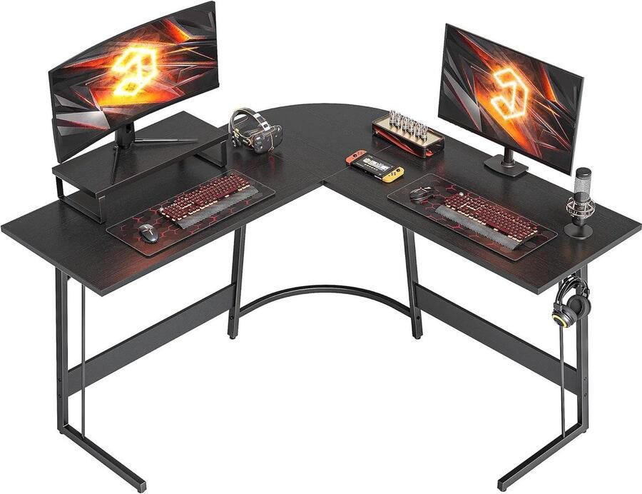 Bureautafel Hoekbureau 120 x 120 cm L-vormig stabiel bureau voor kantoor en gaming-ruimtebesparend-eenvoudig te monteren