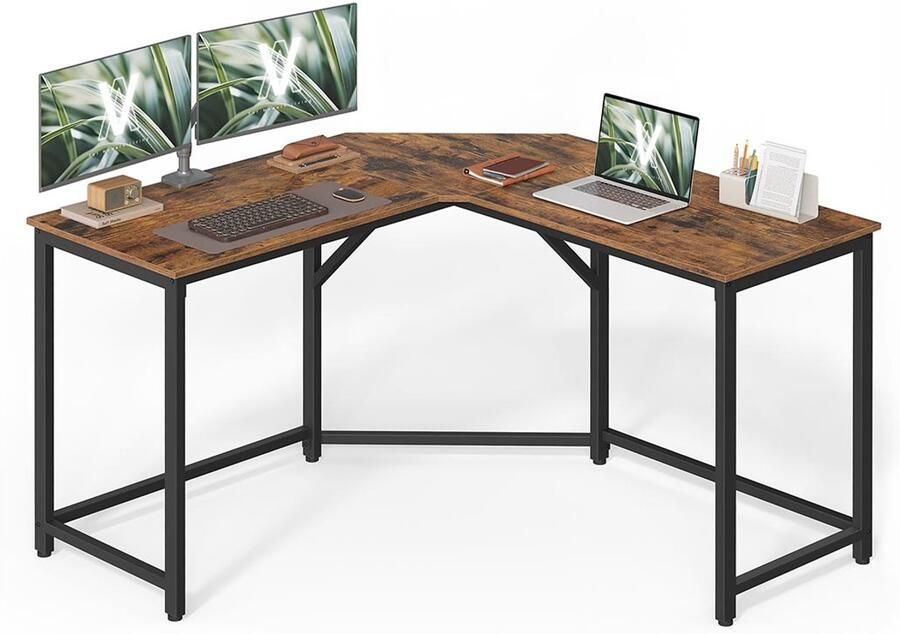 Hoekbureau 129 x 129 x 76 cm Vintage Bruin Inktzwart