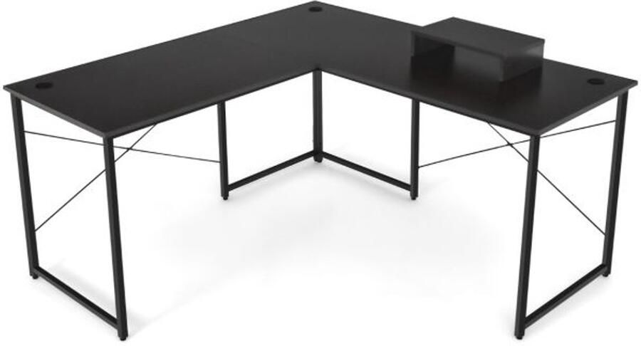 Hoekbureau 150x150 cm Verstelbaar Grote Bureautafel voor 2 Personen in 5 Kleuren (Grijs Koffie Bruin Natuur Zwart)