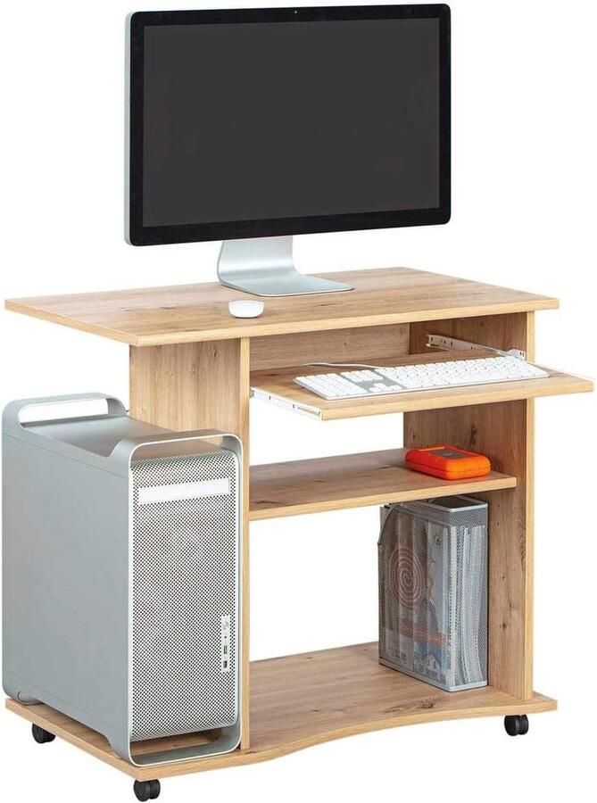 Bureautafel computer laptop kantoorwerk MDF ambachtelijke eikenlook bewerkt hout 80 x 50 x 75 cm