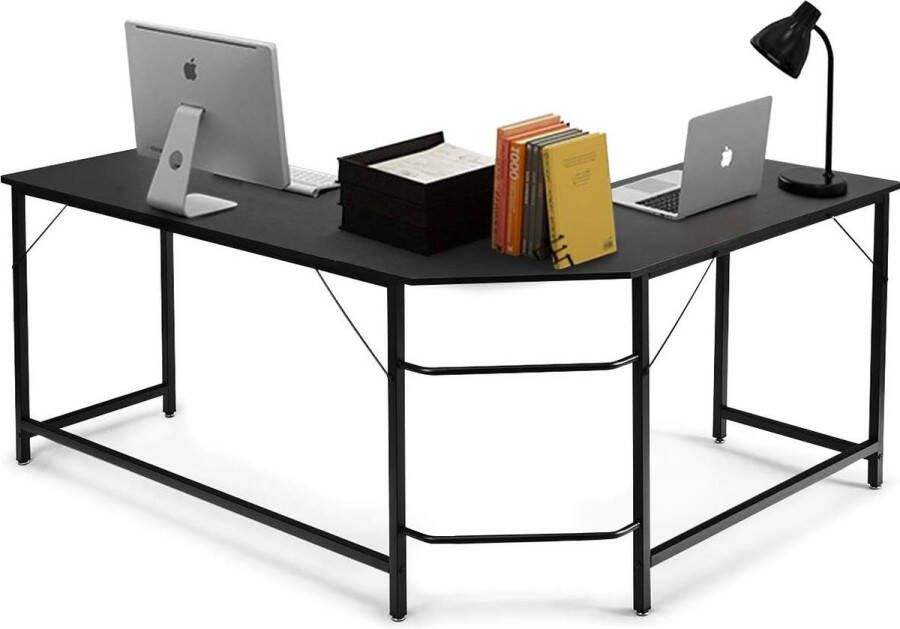 Hoekbureau in L-vorm groot bureau computertafel gamingtafel bureautafel ruimtebesparend voor thuiskantoor werkkamer 167 5 x 125 5 x 73 5 cm zwart