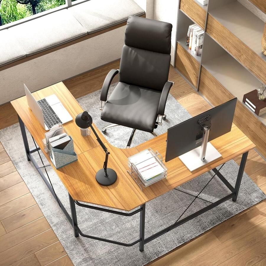 Hoekbureau L-vormig bureau gamebureau computerbureau grote werkruimte thuiskantoor LD-Z01-OK-SH Hoekbureau