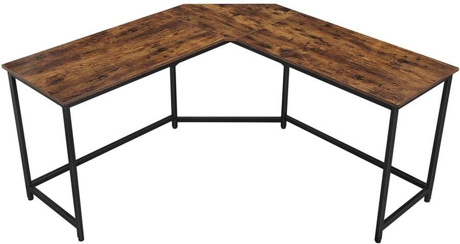 Hoekbureau L-vormig Computertafel Bureau geschikt voor thuiswerken studeren schrijven en gamen eenvoudig te monteren ruimtebesparend 149 x 149 x 75 cm bruin + zwart