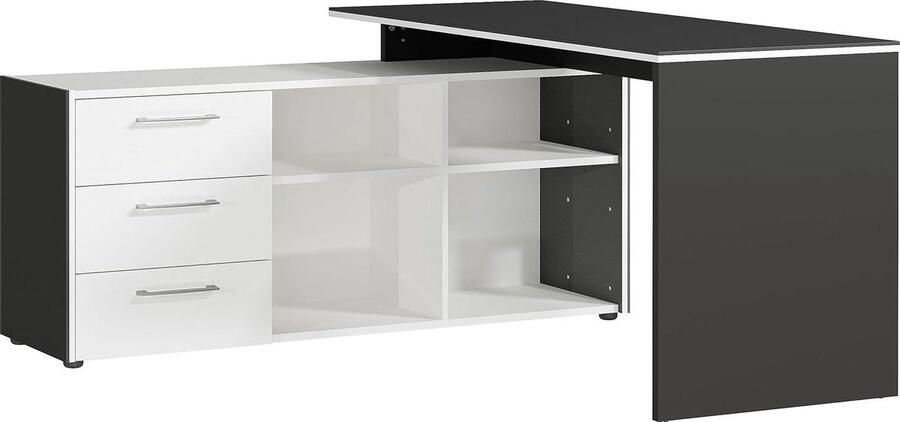 Hoekbureau Met Geïntegreerd Dressoir Pasadena 147 x 77 x 145 cm Froschkönig24 Hoekbureau