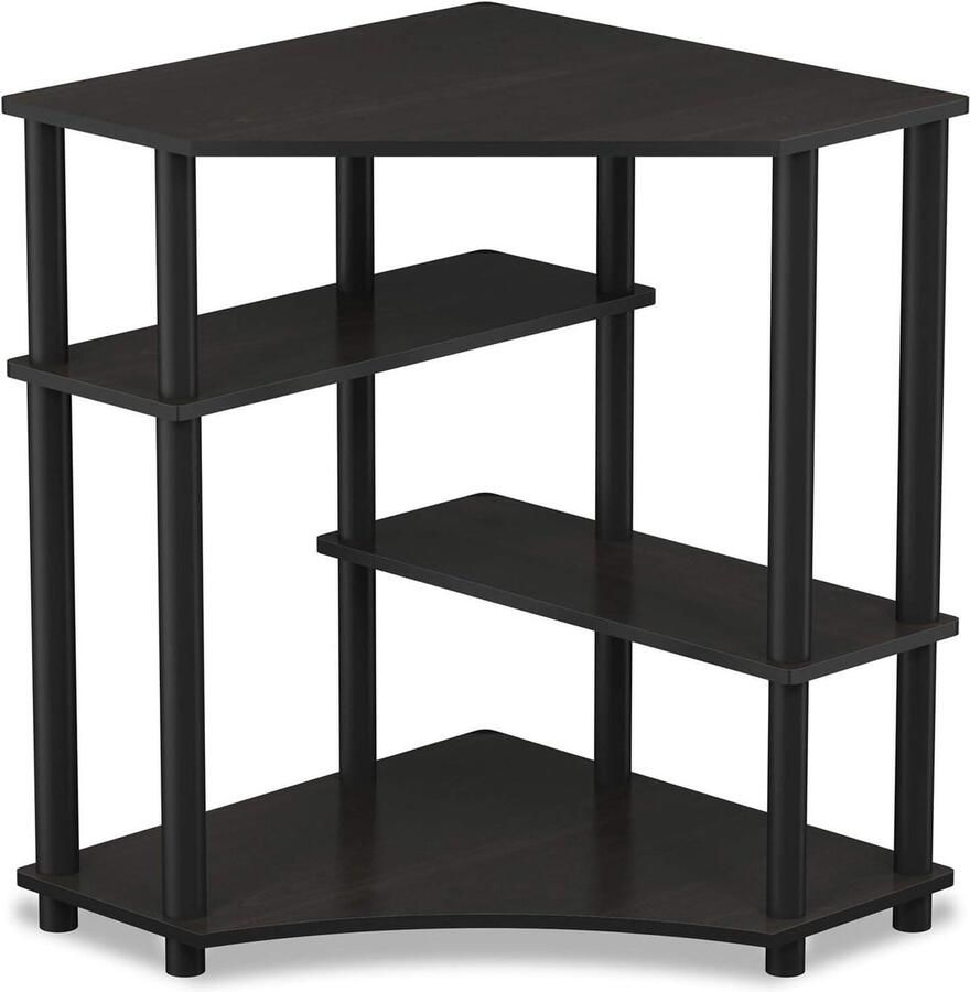 Hoekbureau met Planken Turn-N-Tube Ruimtebesparend Espresso Zwart Hoekbureau