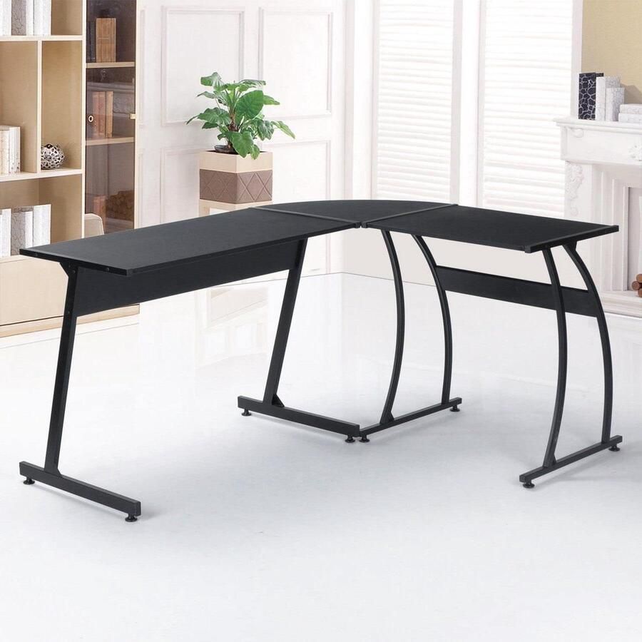 Hoekbureau Staal Zwart 1125 x 1475 x 74 cm Hoekbureau Corner Hoekbureau