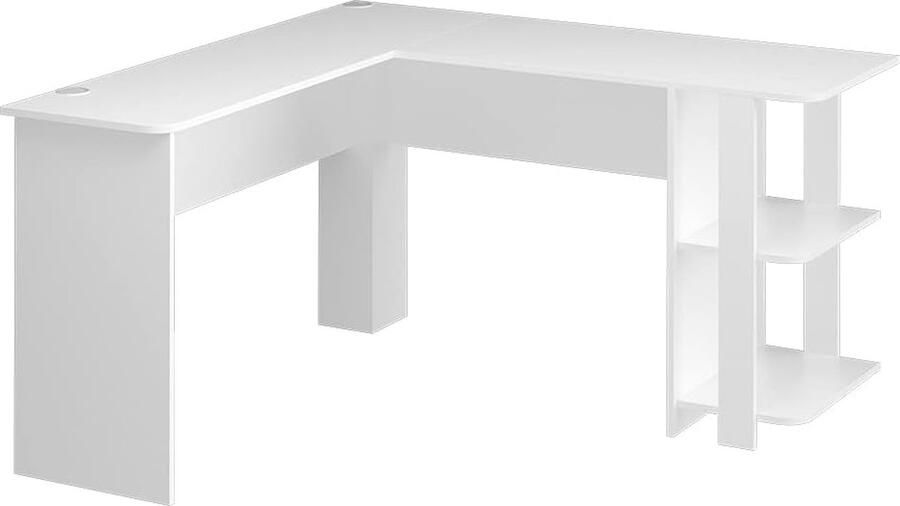 Hoekbureau Wit 140 x 140 cm met Open Planken Ruimtebesparend en Efficiënt