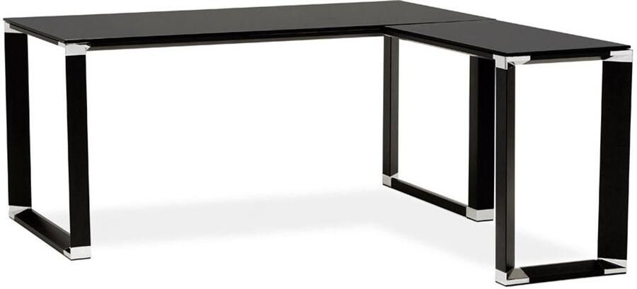 Hoekbureau Zwart Glas Design Bureautafel Aanpasbare Hoek 160 cm