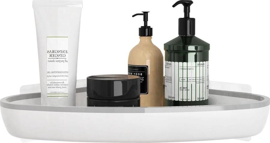 Hoekdouchecaddy Zelfklevend Badkamer Organizer Wandgemonteerd Kunststof Wit