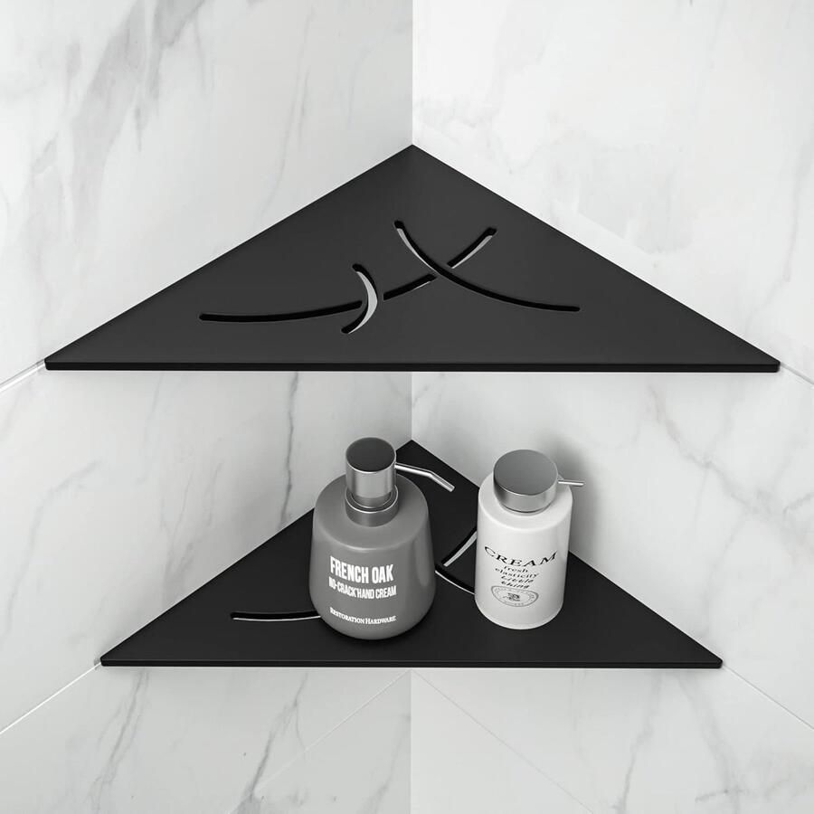 Hoekdoucheplank zwart 304 roestvrij staal 2 stuks