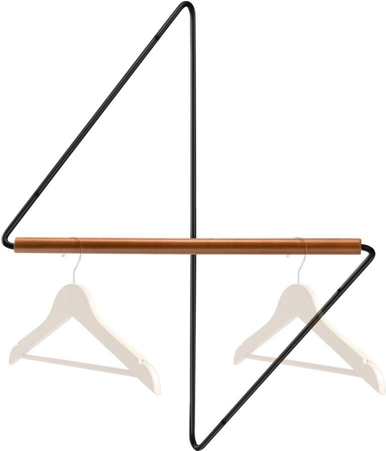 Hoekhanger 90° wandhanger Kledingrek van ijzer Multifunctionele hoekkapstok Moderne minimalistische hanger Met houten decoratie Voor het opbergen van kleding handdoeken en dekens Geschikt voor hoeken van 90° Zwart