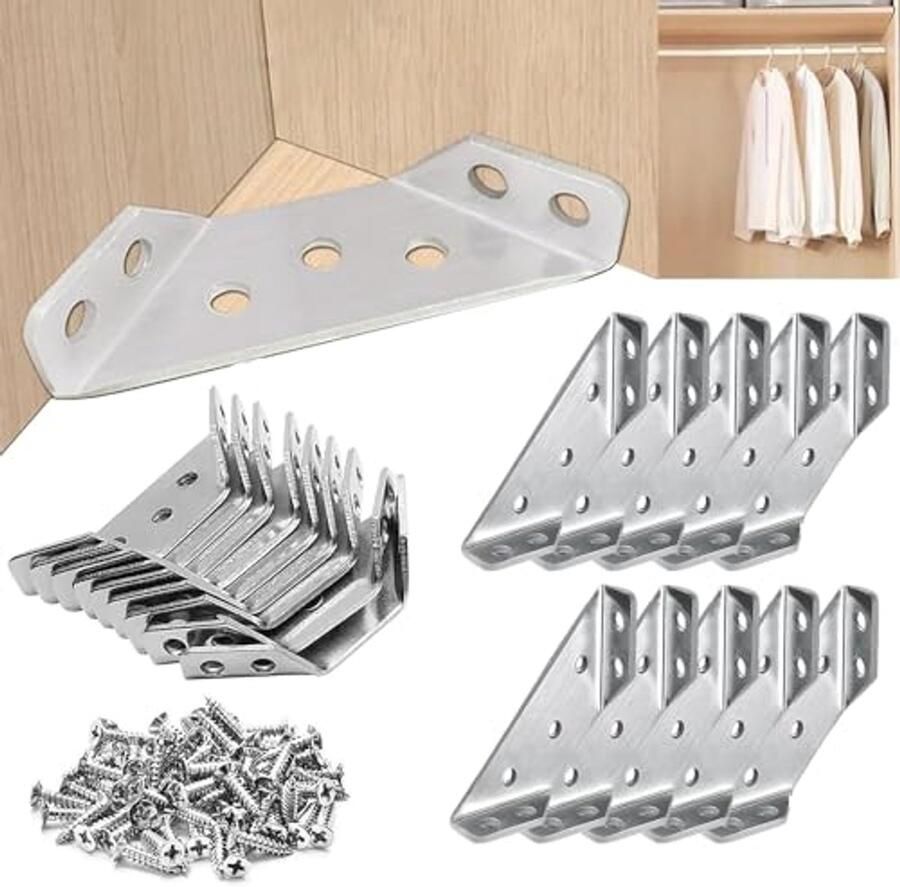 Hoekhoeken van roestvrij staal 30 stuks voor meubels en houtverbindingen