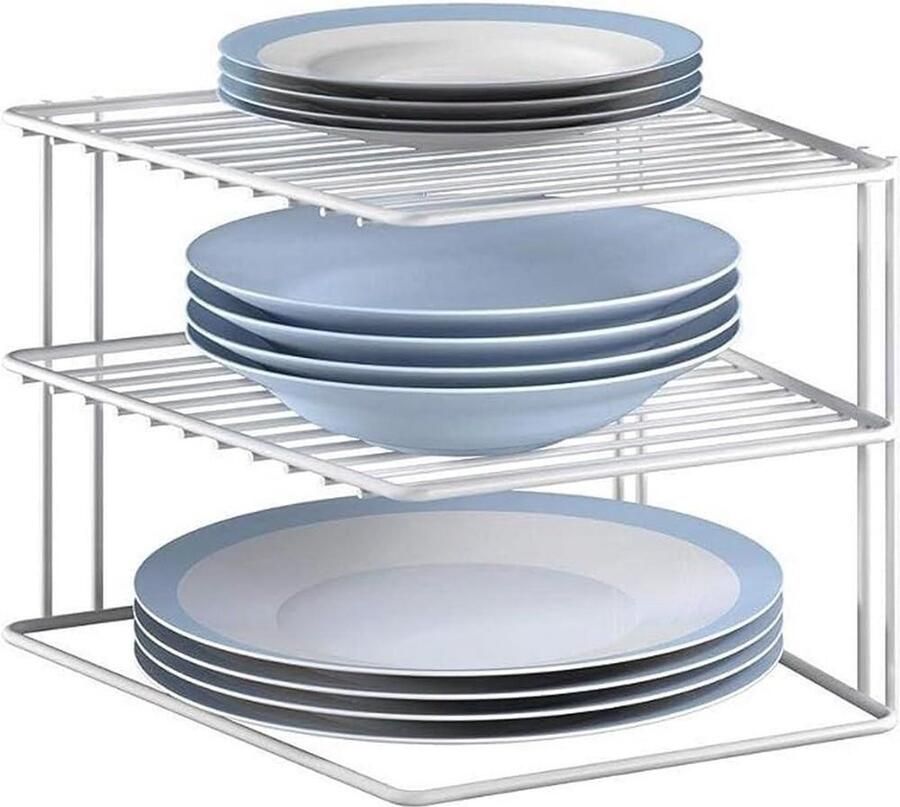 Hoekkast 2 niveaus 25 x 25 x 19 cm wit Silos opbergplankrek