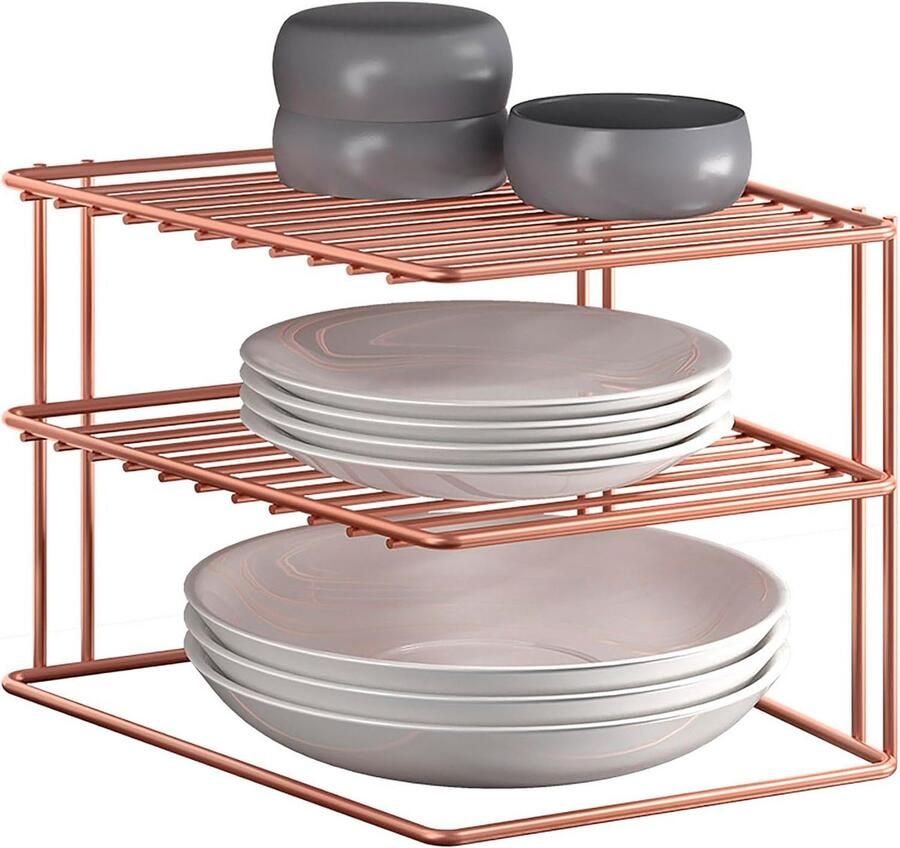 Hoekkast Inzet voor Borden en Glazen Gelegeerd Staal en Koper 25x25x19cm